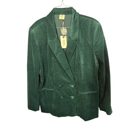 Good Hart By Matilda Jane Womens Green Velvet Blazer Jacket XL Double Breasted B - Picture 1 of 6